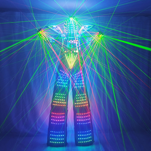 Dành cho người lớn <span class=keywords><strong>LED</strong></span> Robot trang phục sàn đi bộ sáng phù hợp với áo khoác với ngực hiển thị Mũ bảo hiểm găng tay laser hiệu suất phòng khiêu vũ mặc - Product Image 2