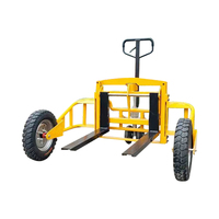 Chariot élévateur manuel, bonne performance, transpalette tout-terrain avec pneus pleins et déplaceur latéral hydraulique, fourche 1220x175mm