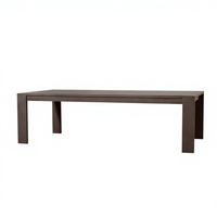 Table de salle à manger rectangulaire d'extérieur en aluminium thermolaqué anti-corrosion durable pour patio familial moderne, avec soudure sans joint