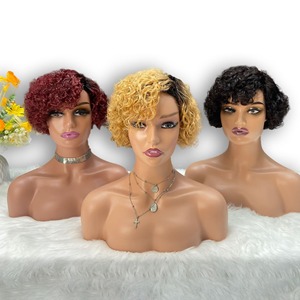 100% vierge brésilienne cheveux humains <span class=keywords><strong>Afro</strong></span> Curl perruque courte faite à la machine coupe de lutin perruque bouclée perruques de cheveux humains naturels pour les femmes noires - Product Image 6