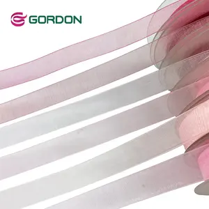 Gordon Ribbons stock color organza ribbon ivory sheer plain ribbon for gift wrapping hairclip with organza bow white