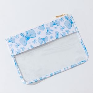 Custom <b>Clear</b> PVC Zipper Portable Lightweight Durable Makeup <b>Bags</b> Bow Print Eco-Friendly <b>Travel</b> Cosmetic Organizer Women - Product Image 2
