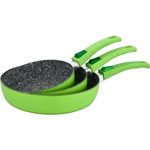 Aangepaste Green Kookpot Koekenpan Aluminium Non Stick Verwijderbare Handvat Graniet Koekenpan