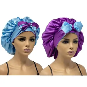 factory wholesale reversible silk hair bonnet mommy and me designer bonnets wig satin bag