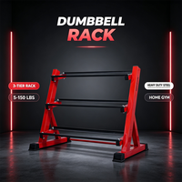 Support à haltères 3 niveaux de qualité commerciale avec cadre en acier thermolaqué, rangement robuste pour poids lourds pour studio de fitness