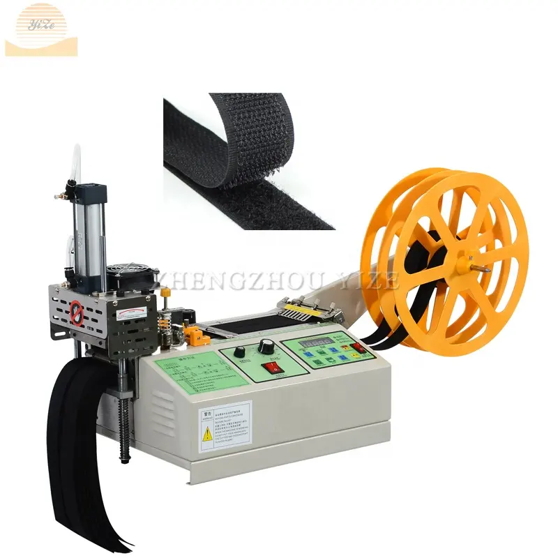 Ready to ship automatic paper hook and loop elastic webbing cutter non woven plastic film label band cutting machine