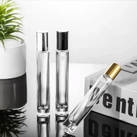 Bouteille de parfum ronde en verre transparent épais de marque privée de 3ml 5ml 10ml 15ml avec bille roulante ou vaporisateur pour parfums de décantation