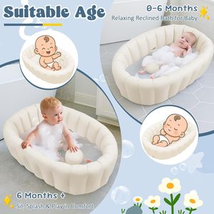<span class=keywords><strong>Bañera</strong></span> Inflable de PVC para Bebés, Plegable y Portátil, <span class=keywords><strong>con</strong></span> Orificio de Drenaje, para Bebés de 0 a 24 Meses (Blanca) - Product Image 3
