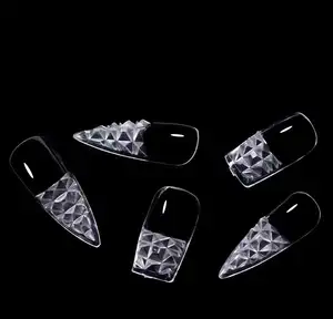 专业500PCS新款透明玻璃假指甲尖时尚玻璃3D釉指甲配件艺术技巧