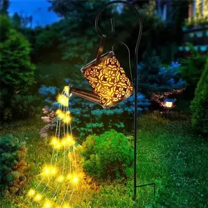 태양열 핫 LED 스타 포트 램프, 정원 장식, 흐르는 물 램프, 철 아트 램프, 끈 중공 잔디 램프