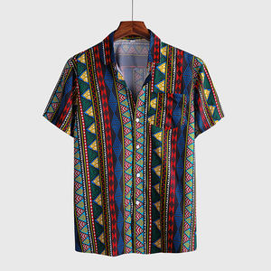 Nuovo arrivo ultimo Design all'ingrosso stile India estate <span class=keywords><strong>fantasia</strong></span> Button Down hawaiana stampata a manica corta Casual da uomo - Product Image 1