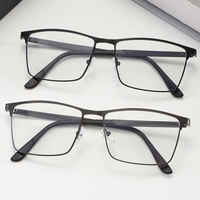 Gafas Ópticas con Marco Metálico Cuadrado de Diseño Clásico para Hombre, con Protección Anti Luz Azul y Lentes Fotocromáticas