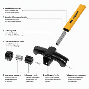 Auto-Zubehör Lenkrad-Diebstahlschutz Stahl-Anti-Hebel- und Anti-Bohr-Vorrichtung mit Starkem Stahlkern - Product Image 1