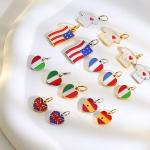 Dijes Personalizados de Lujo con Bandera Nacional, Chapados en Oro PVD de 14k y 18k, Resistentes al Agua, de Acero Inoxidable 316L, para la Fabricación de Pulseras y Collares - Product Image 1