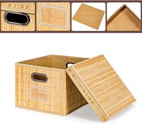 Organizador plegable grande de bambú natural para el hogar, archivador, caja de almacenamiento con tapa de carpeta colgante en el organizador del estante