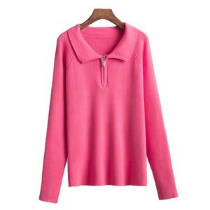 Tops elegantes con cremallera para mujer Suéter de cuello vuelto informal de alta calidad Diseño de moda cómodo - Product Image 1
