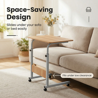 Mesa Extensible Ajustable en Altura para Portátil, Escritorio Plegable para Computadora, Estación de Trabajo Móvil con Ruedas para Oficina en Casa o Dormitorio