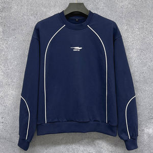 Bulk Wholesale 420 Gsm Thick Hoodie French Terry Oversized Men's Sweatshirts Custom Logo Embroidered <b>Crewneck</b> Sweatshirt Men - Product Image 1