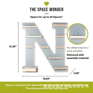 Estante de almacenamiento magnético de madera con forma de letra N, estante de exhibición de juguetes montado en la pared para decoración de dormitorio y habitación infantil - Product Image 4
