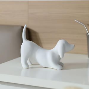 Figurine de chien en céramique noire et blanche minimaliste moderne - décoration créative pour le salon, l'entrée, le bureau. Article cadeau idéal. - Product Image 2