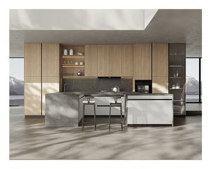 Design moderno di lusso impiallacciatura isole ascensore cestino armadio da cucina armarios completo - Product Image 3