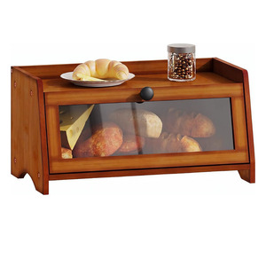 Boîte à pain en bambou, armoire de rangement pour comptoir de cuisine, grande capacité, double couche, avec couvercle rabattable, conteneur de stockage alimentaire - Product Image 1