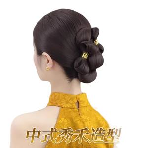 Chignon préfabriqué Hanfu Xiuhe en soie K et soie P, chignon de mariée à usage général - Product Image 5