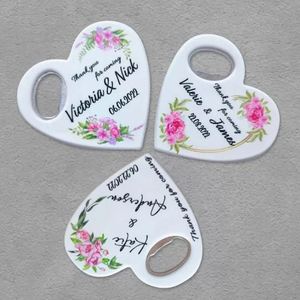 Customized Souvenir Wedding Stainless Steel Magnetic Heart Shaped 2 1 <b>Fridge</b> Magnet Coaster Bottle Opener Custom Color Printing - Product Image 5