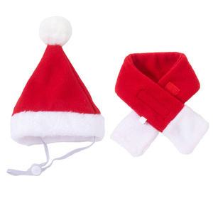 Pet Christmas Elastic Santa Hat with Scarf Collar <b>for</b> <b>Cats</b> Dogs Puppy Kitten and Small Animals - Product Image 5