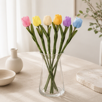 Fleur artificielle HUGMEI, fleur artificielle au toucher réel, tulipe en peluche, faite à la main, décoration de Noël réaliste pour la maison