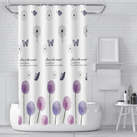 Rideau de douche avec citation inspirante, avec crochets, en tissu imperméable, imprimé paysage de montagne, facile à nettoyer, décoration pour la maison