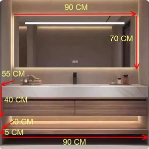 Natural wood-colored bathroom cabinet smart mirror cabinet white washbasin hanging cabinet body - Product Image 2