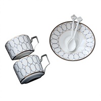 Ensemble cadeau de tasses à café et soucoupes en porcelaine fine personnalisées, service à thé double avec boîte cadeau, OEM ODM Porcelaine de Tangshan