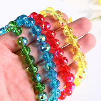 Perles rondes en cristal de verre à 96 facettes, multicolores, transparentes, en vrac, pour la fabrication de bijoux, bracelets et colliers DIY