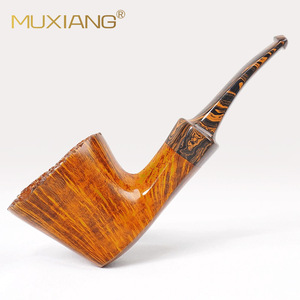 MUXIANG Wood Smoking Pipe Bent Type Golden Burl Briar Tobacco Pipe For Men - Product Image 1