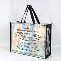 Sacs de shopping promotionnels en tissu non tissé recyclé, grand format, avec logo, laser