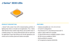 Original CREEs JK3030AWT-00-0000-000B0HL240E 3030 <b>SMD</b> <b>LED</b> 4000K Ra80 146lm 6V 350mA - Product Image 2