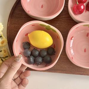Bol en céramique fraise, petit plat à sauce et assaisonnement mignon et de grande valeur, passe au micro-ondes, plat à collation sous glaçure - Product Image 2