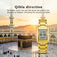 Montre de prière islamique Adhan Fajr Alfajr avec horloge de pèlerinage, Qibla, rétroéclairage, calendrier Hijri, heure de prière musulmane Azan