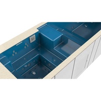 Piscine hors sol en conteneur avec escalier de sécurité professionnel et terrasse intégrée en galets lavés pour des améliorations rapides de l'aménagement extérieur
