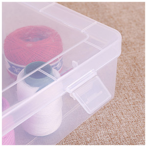 Large Transparent Plastic Square Yarn Box 28x19.5x6.3cm With Lid For Needlework Storage Organizing Threads - Product Image 4