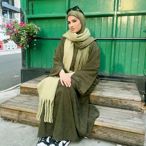 Màu Sắc Đồng Bằng Gân Dày Vải Nhung Một Mảnh Mùa Thu Mùa Đông Mặc Dubai Hồi Giáo Phụ Nữ Abaya - Product Image 5