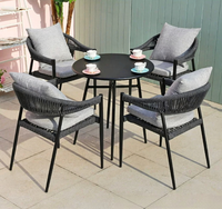 Ensemble table et chaises 5 places en osier et métal pour extérieur, résistant à l'eau, amovible, mobilier de loisirs pour cour et jardin, style nordique