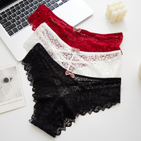 Offre Spéciale femmes Sexy mince dentelle String Transparent taille basse sans couture femmes intimes Bikini Style couleur unie femmes culottes