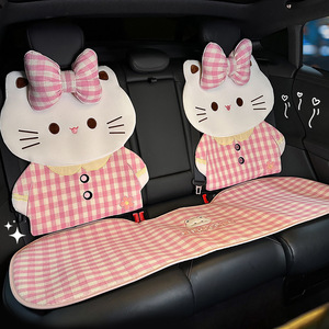 Coussin de siège de voiture pour chat mignon, ensemble complet, housse de siège décorative en tissu pour l'arrière avec nœud, pour une utilisation quatre saisons - Product Image 1