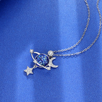 Bijoux à la mode étoile lune espace univers planète pendentif collier pour femmes étoile lune Zircon collier ras du cou