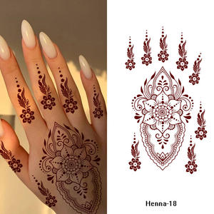 Adesivos de Tatuagem Temporária de <span class=keywords><strong>Henna</strong></span> Marrom Personalizados Padrão de Renda Tatuagens Falsas Flor de Mandala Misteriosa e Sexy Adesivo de <span class=keywords><strong>Henna</strong></span> à Prova d'Água - Product Image 5