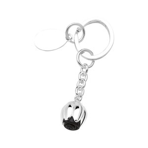 Portachiavi con Ciondolo Tulipano Nero Placcato Argento, Accessorio Regalo - Product Image 1