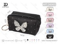 Portamonete da donna con strass a forma di farfalla, mini, 5 pollici, con cinturino da polso e chiusura a cerniera - Product Image 1