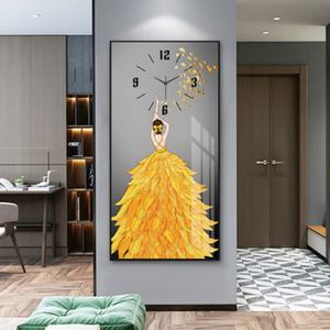 Reloj de Pared Decorativo Personalizado, Estilo Nórdico, de Lujo, con Pintura de Porcelana y Cristal, con Diamantes, para Restaurante - Product Image 2